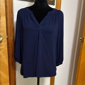 Crown Blue 3/4 Sleeve Relaxed Blouse